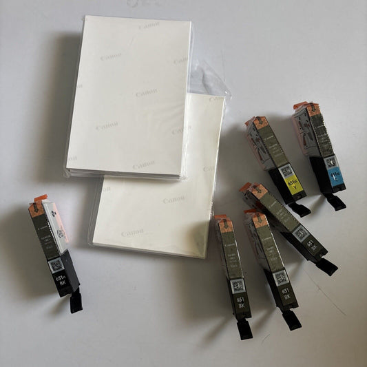 Canon CLI651XL Blk, 3x CLI-651 Blk, CLI-651XL Y CLI-651XL C 45x 4x6" Photo Paper