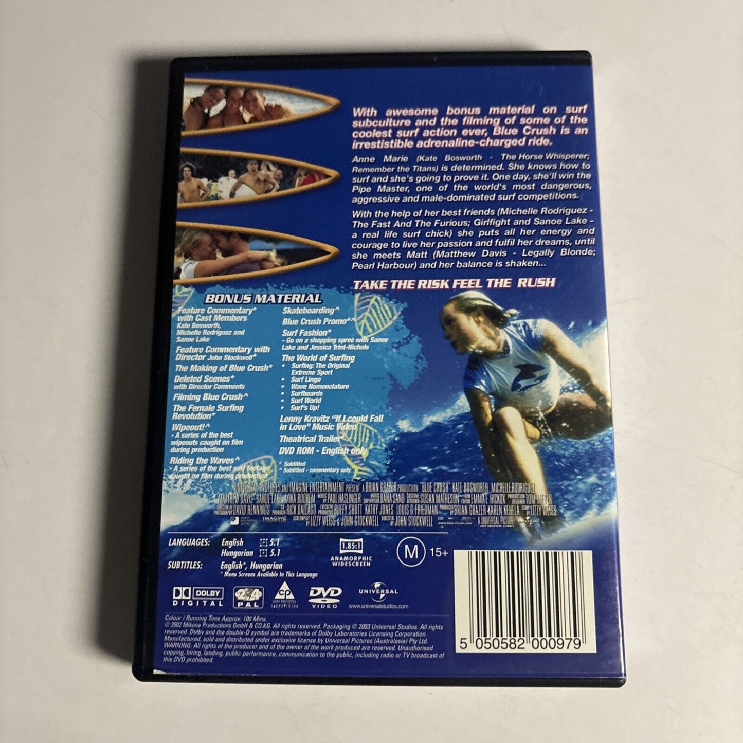 Blue Crush (DVD, 2002) Kate Bosworth, Michelle Rodriguez Region 4 &2