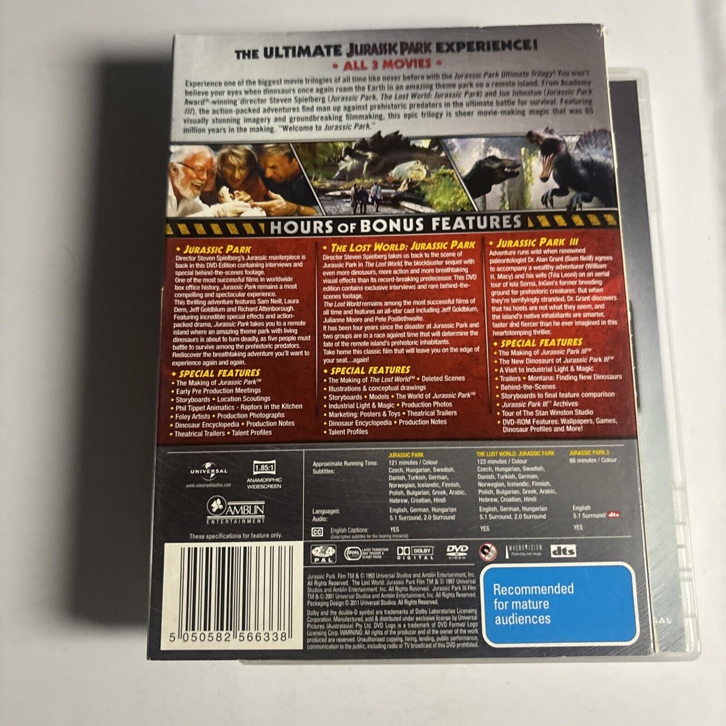 Jurassic Park / Jurassic Park: The Lost World / Jurassic Park III DVD Region 4&2