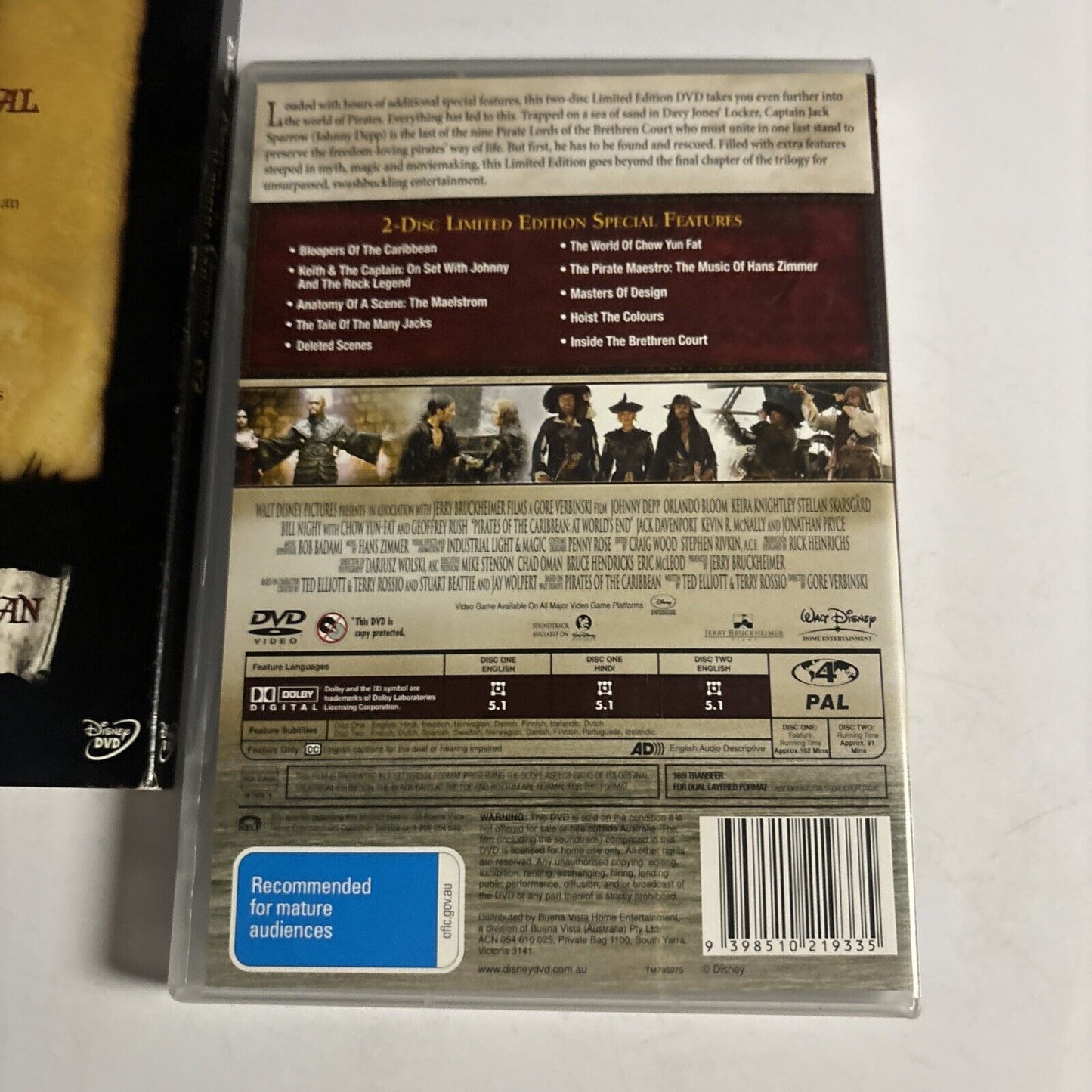 Pirates Of The Caribbean: At World's End (DVD, 2007) Johnny Depp Region 4