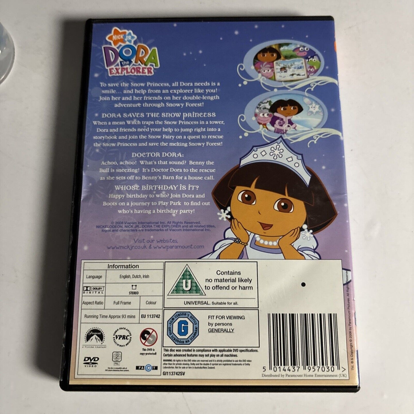 Dora The Explorer - Dora Saves The Snowy Princess (DVD, 2008) Region 4 &2