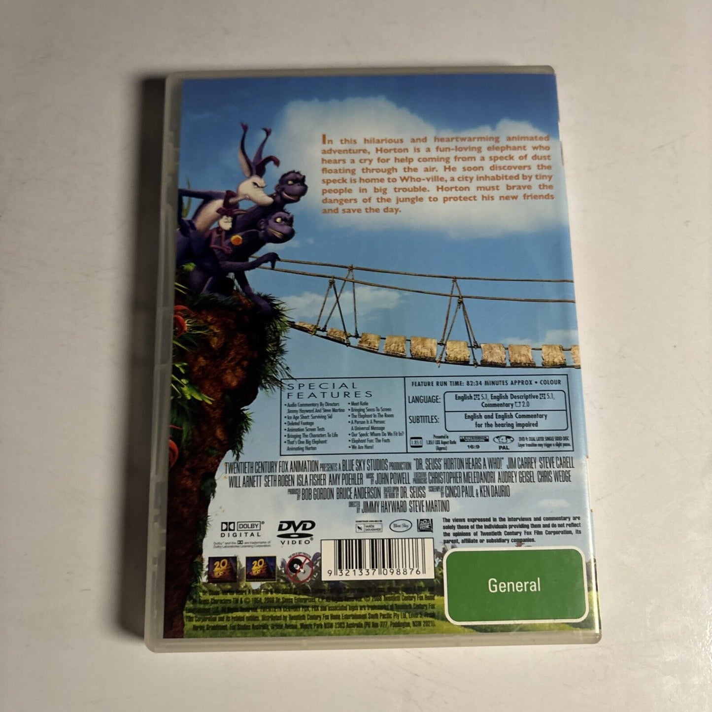 Dr Suess Horton Hears a Who! (DVD, 2008) Jim Carrey, Steve Carell Region 4