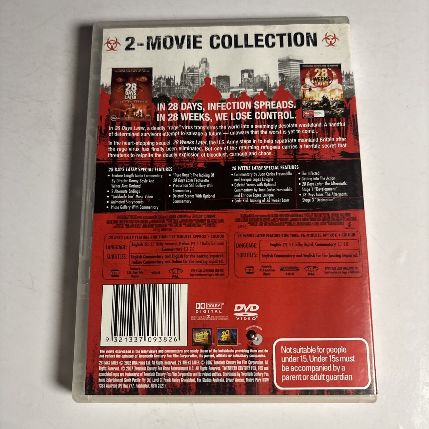 28 Days Later / 28 Weeks Later (DVD, 2007) Cillian Murphy Region 4