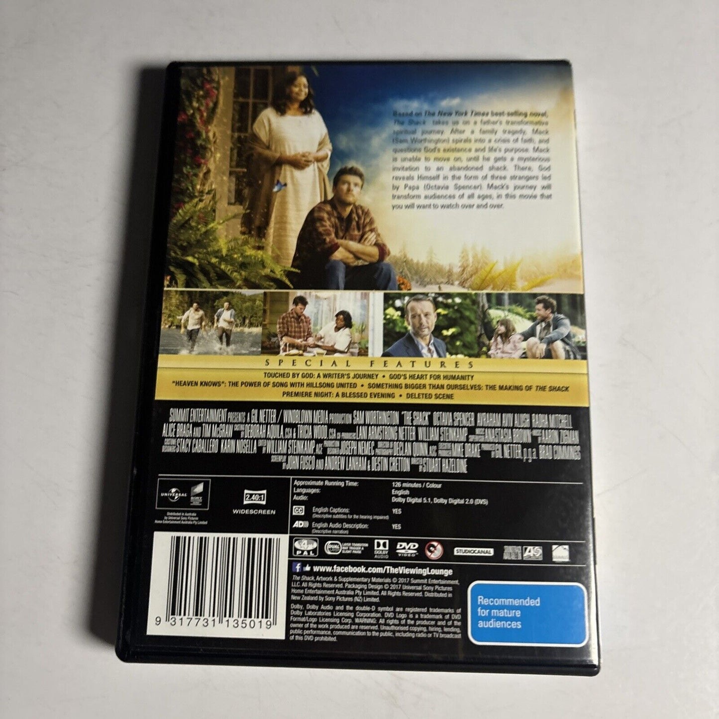 The Shack (DVD, 2017) Sam Worthington, Tim McGraw NEW Region 4