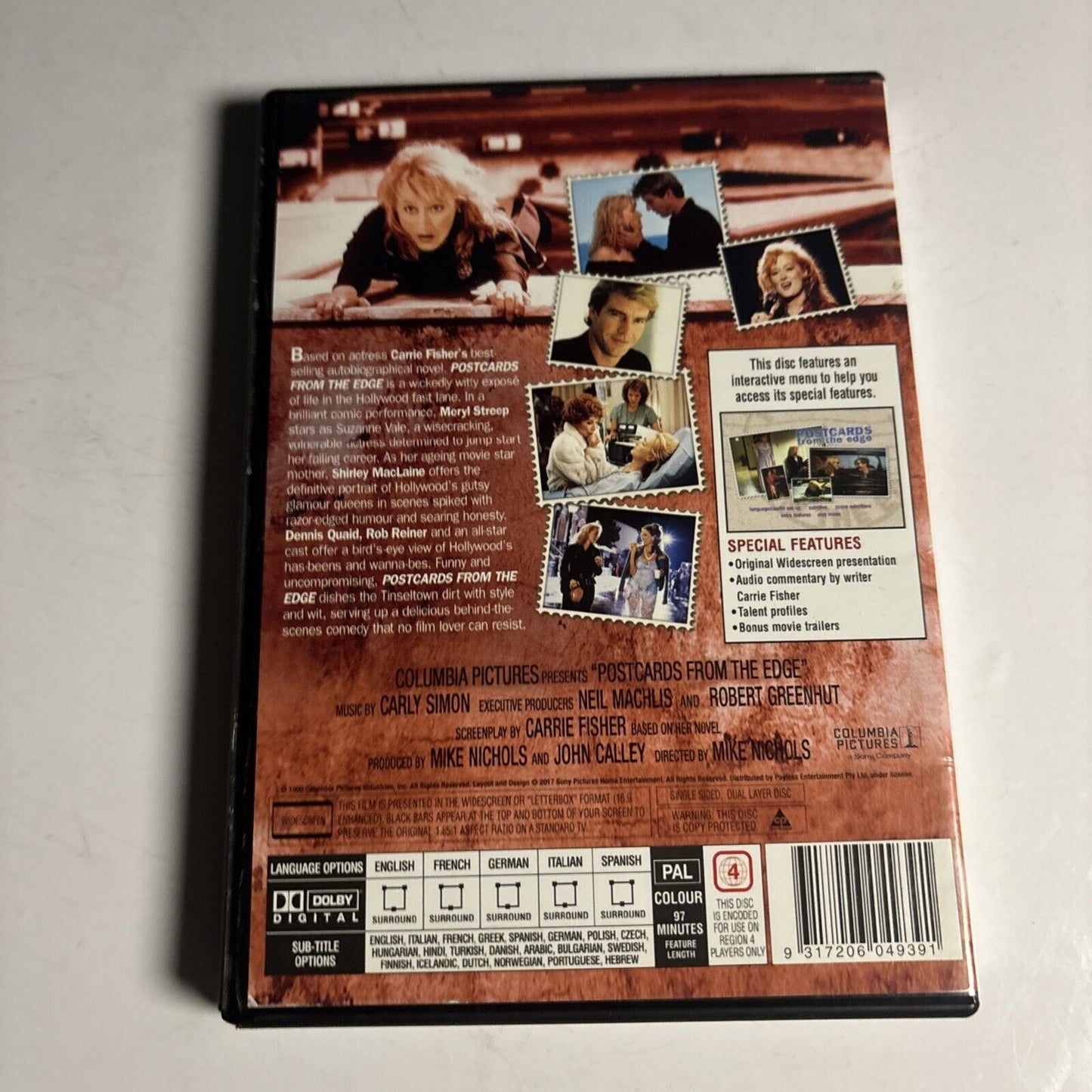 Postcards From The Edge (DVD, 1990) Region 4 Meryl Streep, Gene Hackman  NEW