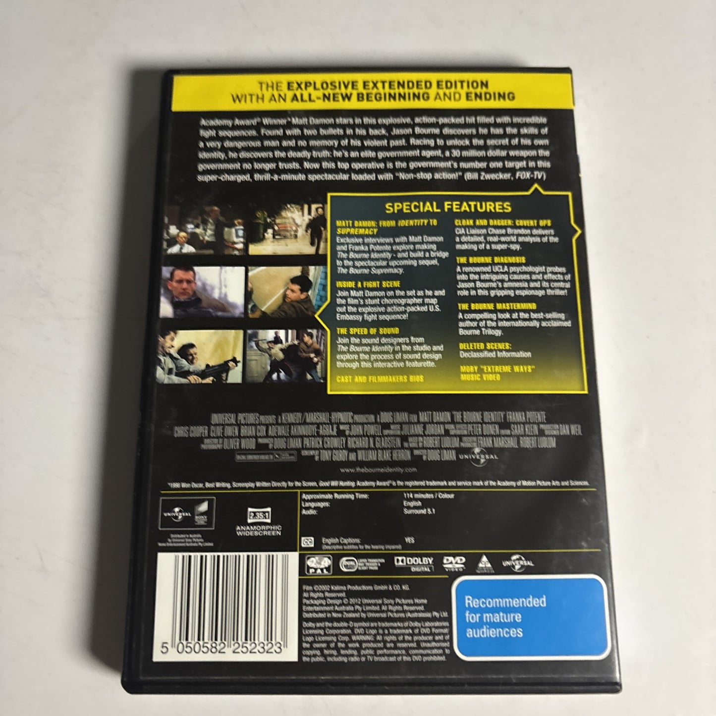 The Bourne Identity - Explosive Extended Edition (DVD, 2002) Matt Damon Region 4