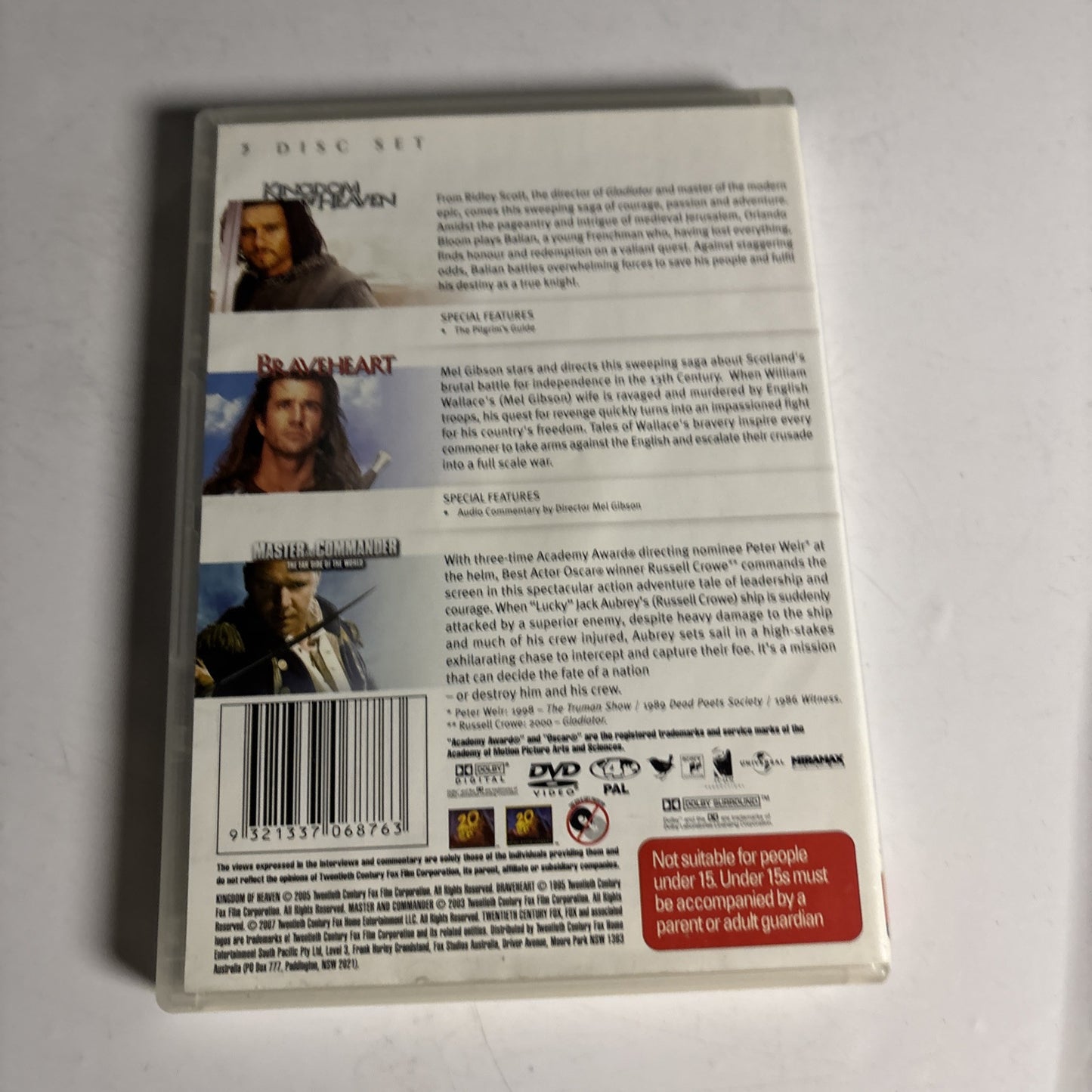 The Kingdom of Heaven / Master and Commander / Braveheart (DVD, 2010) Region 4