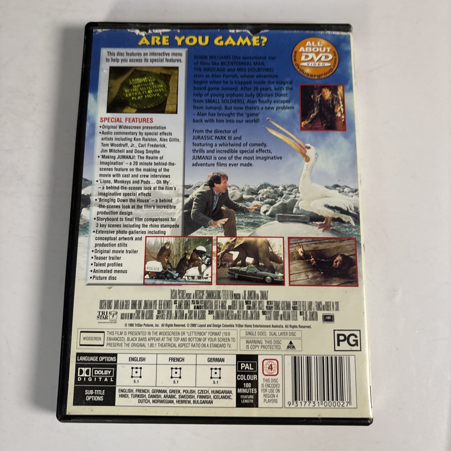 Jumanji - Collector's Edition (DVD, 1995) Robin Williams, Kirsten Dunst Region 4