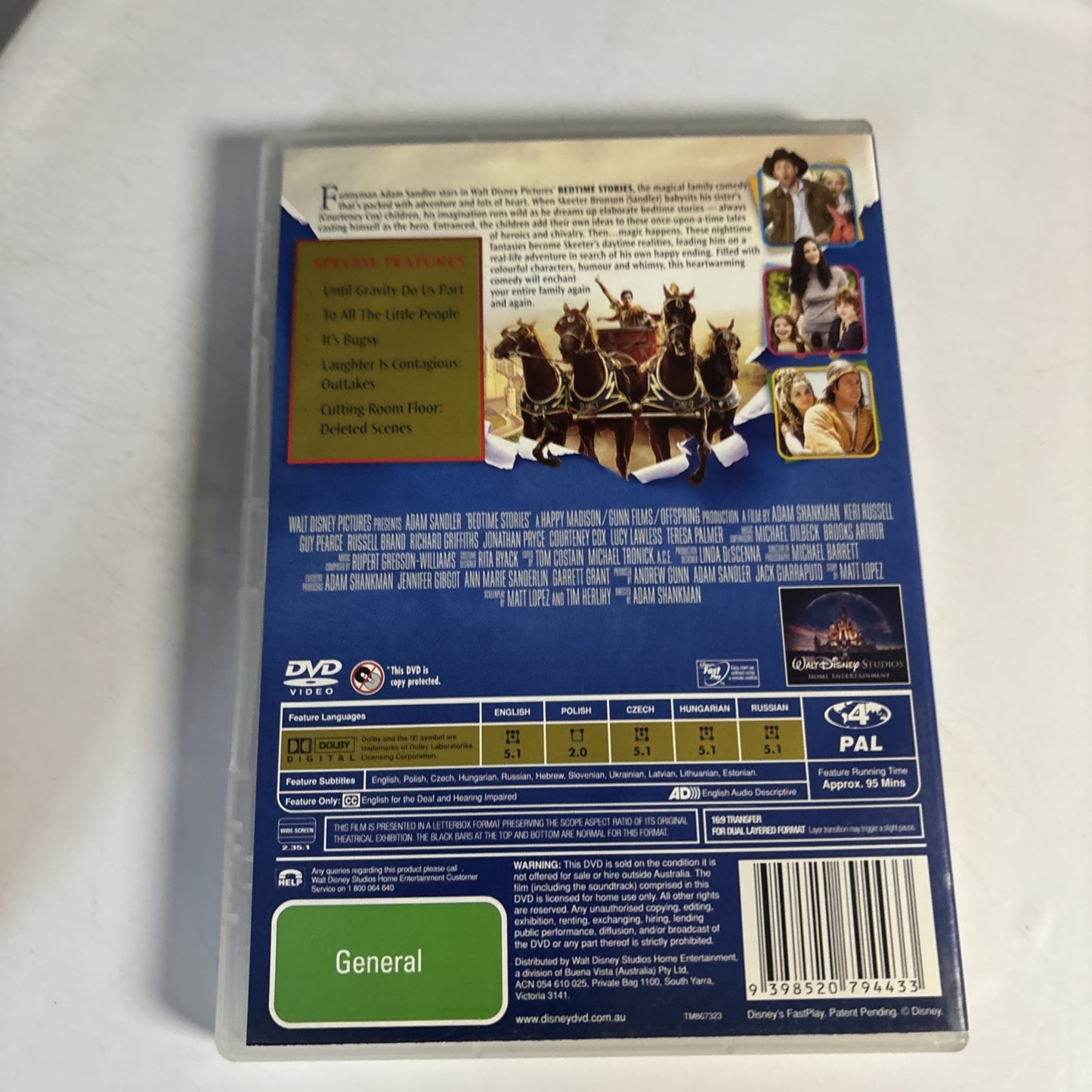 Bedtime Stories (DVD, 2008) Adam Sandler Disney Region 4