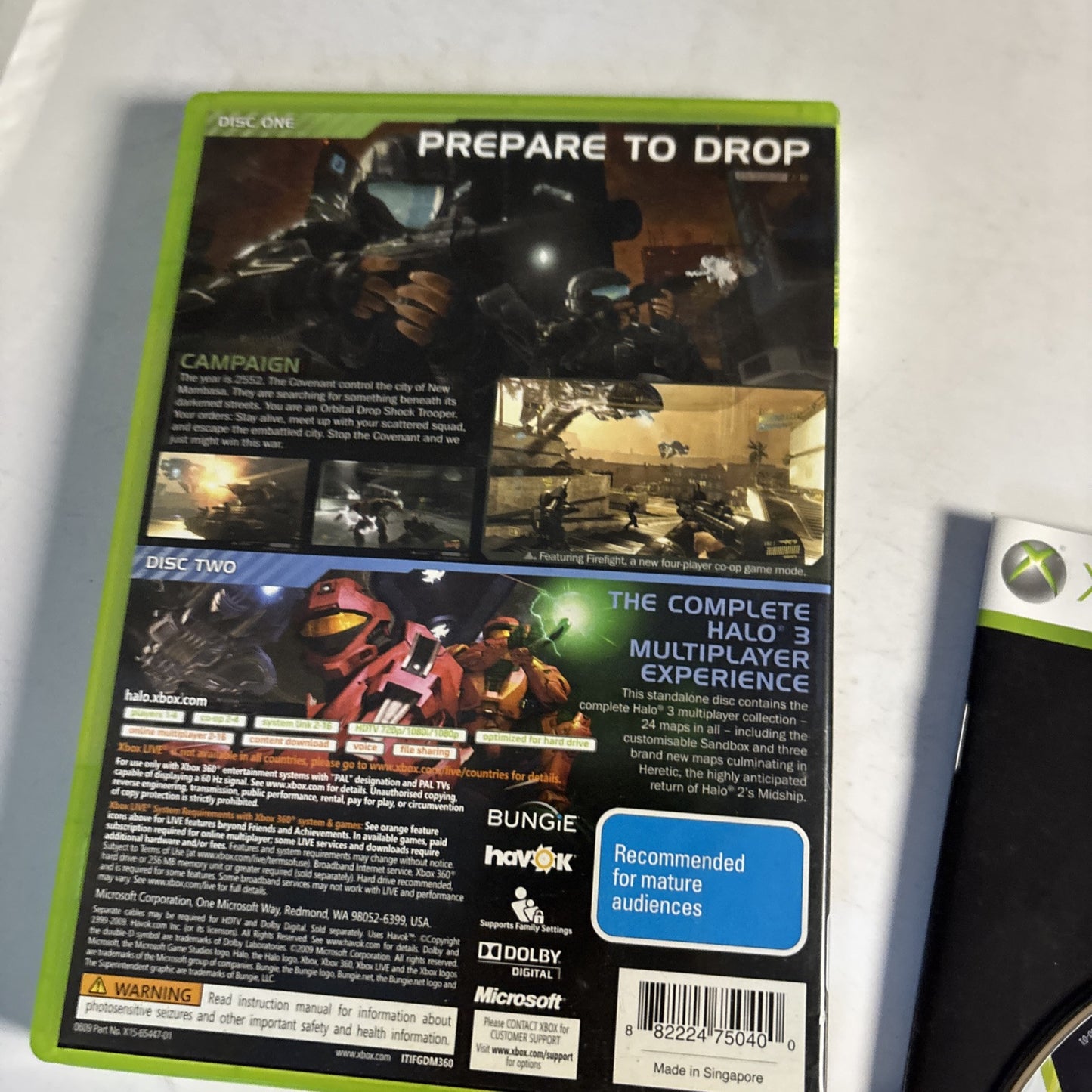 Halo 3 / Halo 3 ODST for XBOX 360 Manual PAL