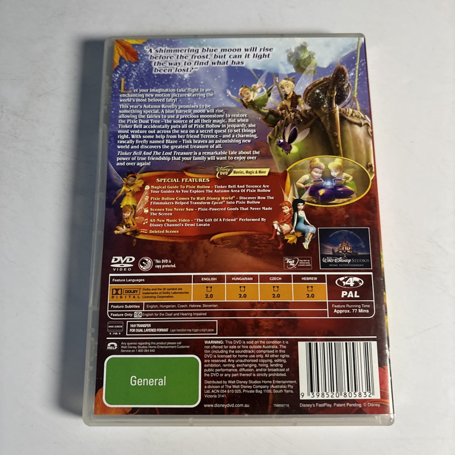 Tinker Bell and the Lost Treasure (DVD, 2009)  Disney Region 4