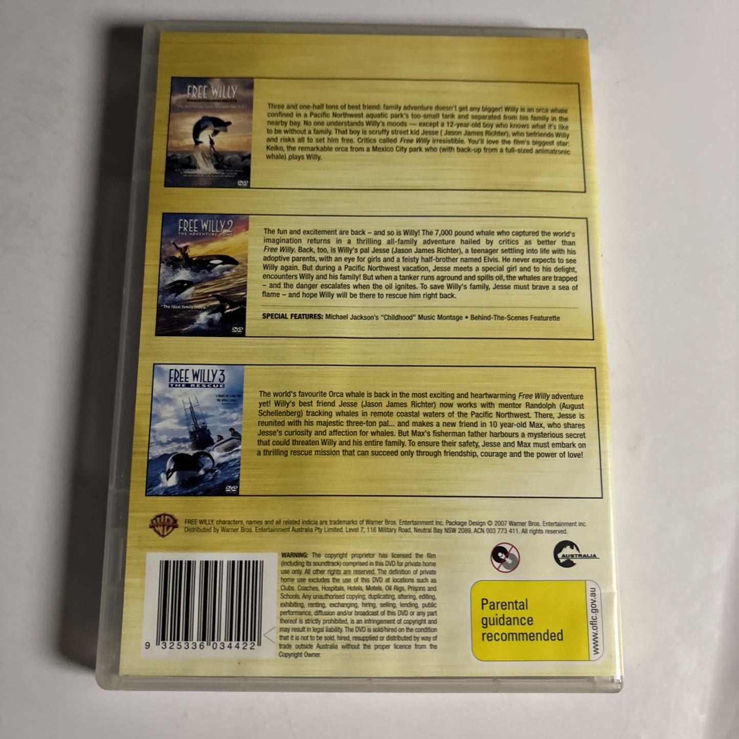 Free Willy / Free Willy 2 / Free Willy 3 (DVD, 1993, 3-Disc) Region 4