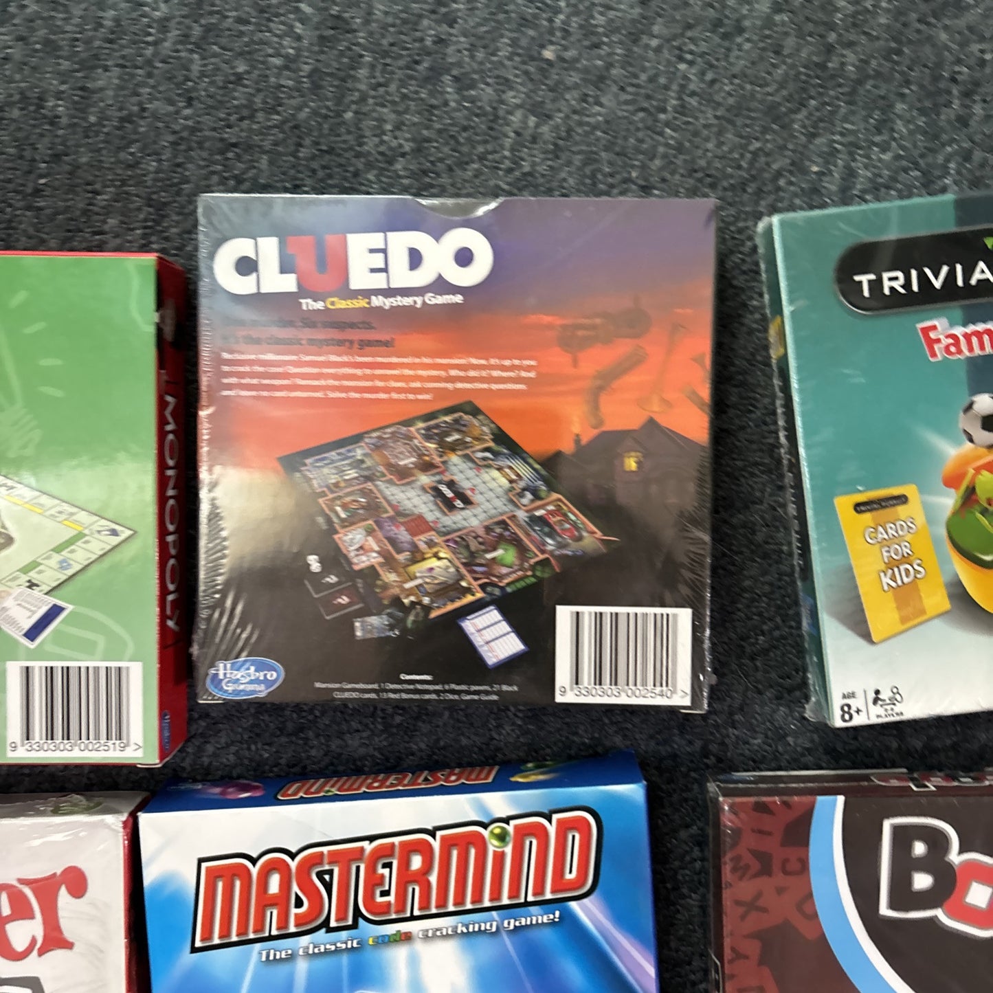6x Hasbro Mini Game Monopoly Cluedo, Trivial Pursuit, Twister, Mastermind Boogle