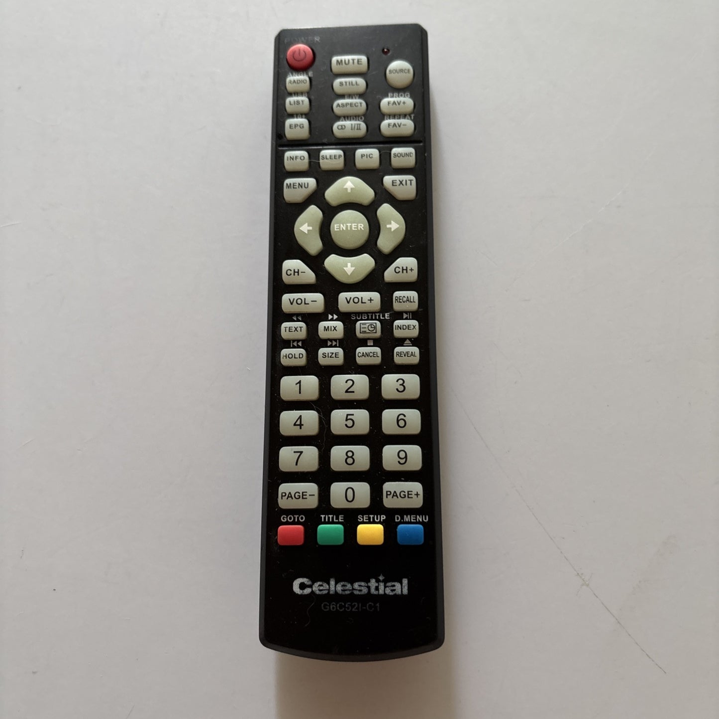 Celestial G6C521-C1 Remote Control *Missing Battery Lid*