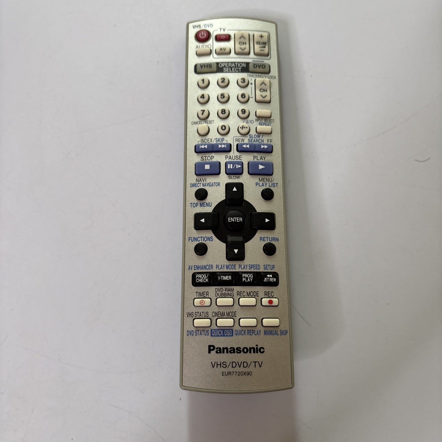 Genuine Panasonic EUR7720X90 Remote Control For VHS DVD *Missing Battery Lid*