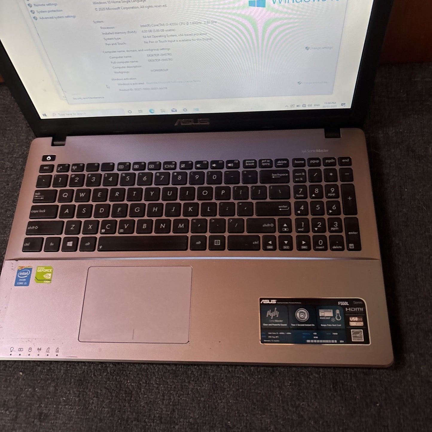 Asus SonicMaster F550LC-X009H Laptop 700GB HDD 4GB RAM DVD Drive