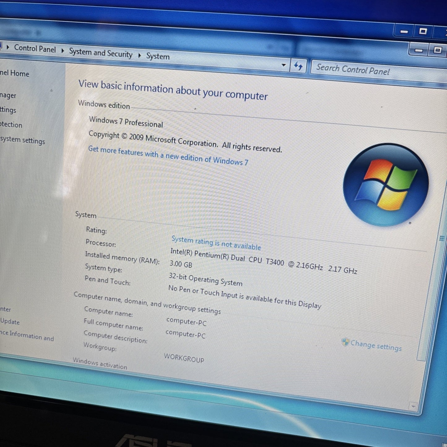 Asus 15.6" Pro59L-EX145A Laptop 3GB RAM 150GB HDD DVD Drive *ESC Key Missing*