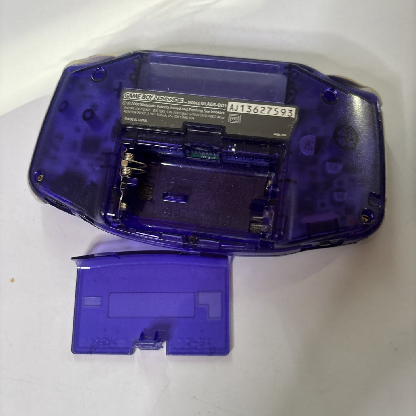 Nintendo Gameboy Advance Transparent Purple AGB-001 Made In Japan