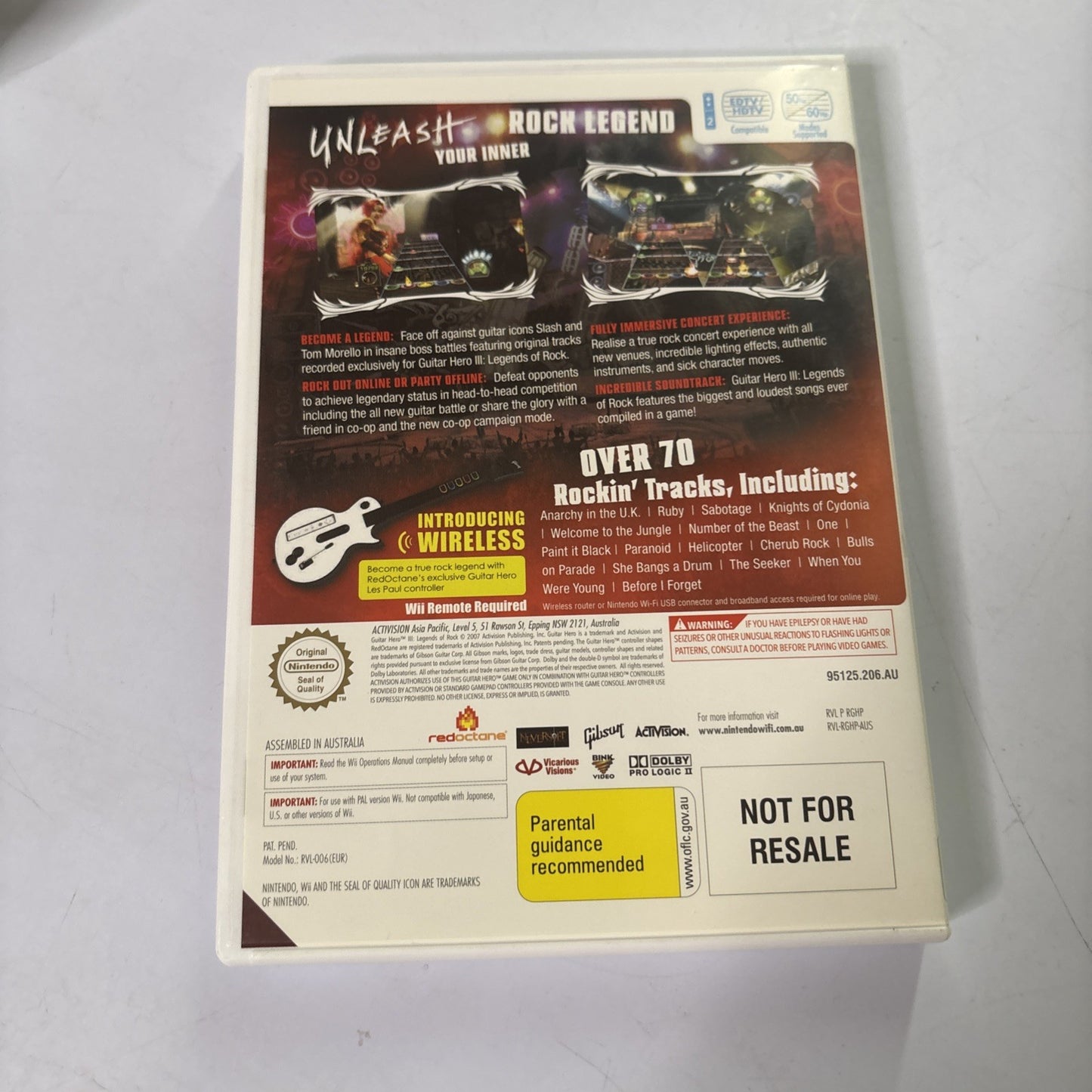 Guitar Hero III 3 Legends Of Rock Nintendo Wii PAL Stickers