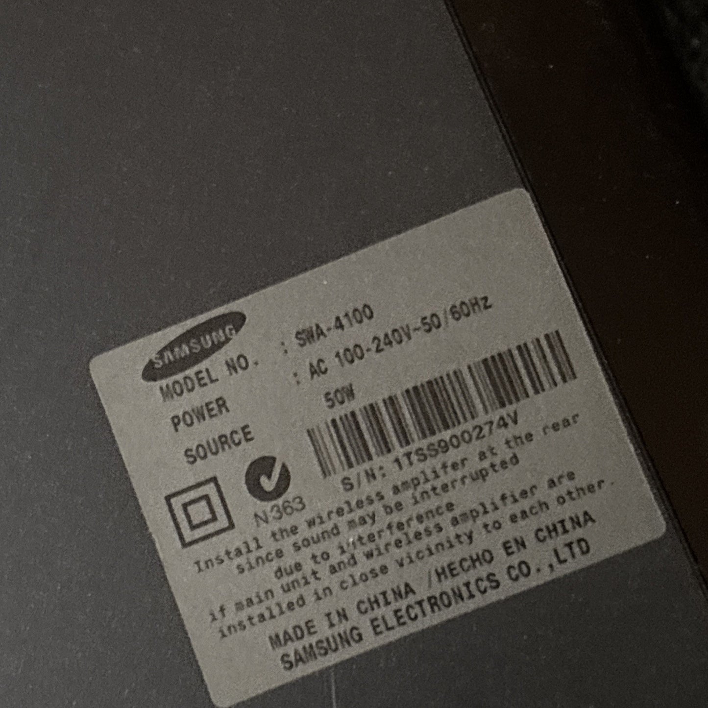 Samsung Wireless Receiver Module SWA-4100 *Speakers Not Included*