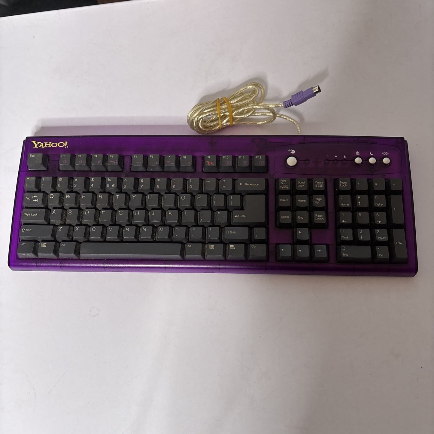Genuine Yahoo Purple Keyboard PS/2 Port Model 5301 Vintage Retro