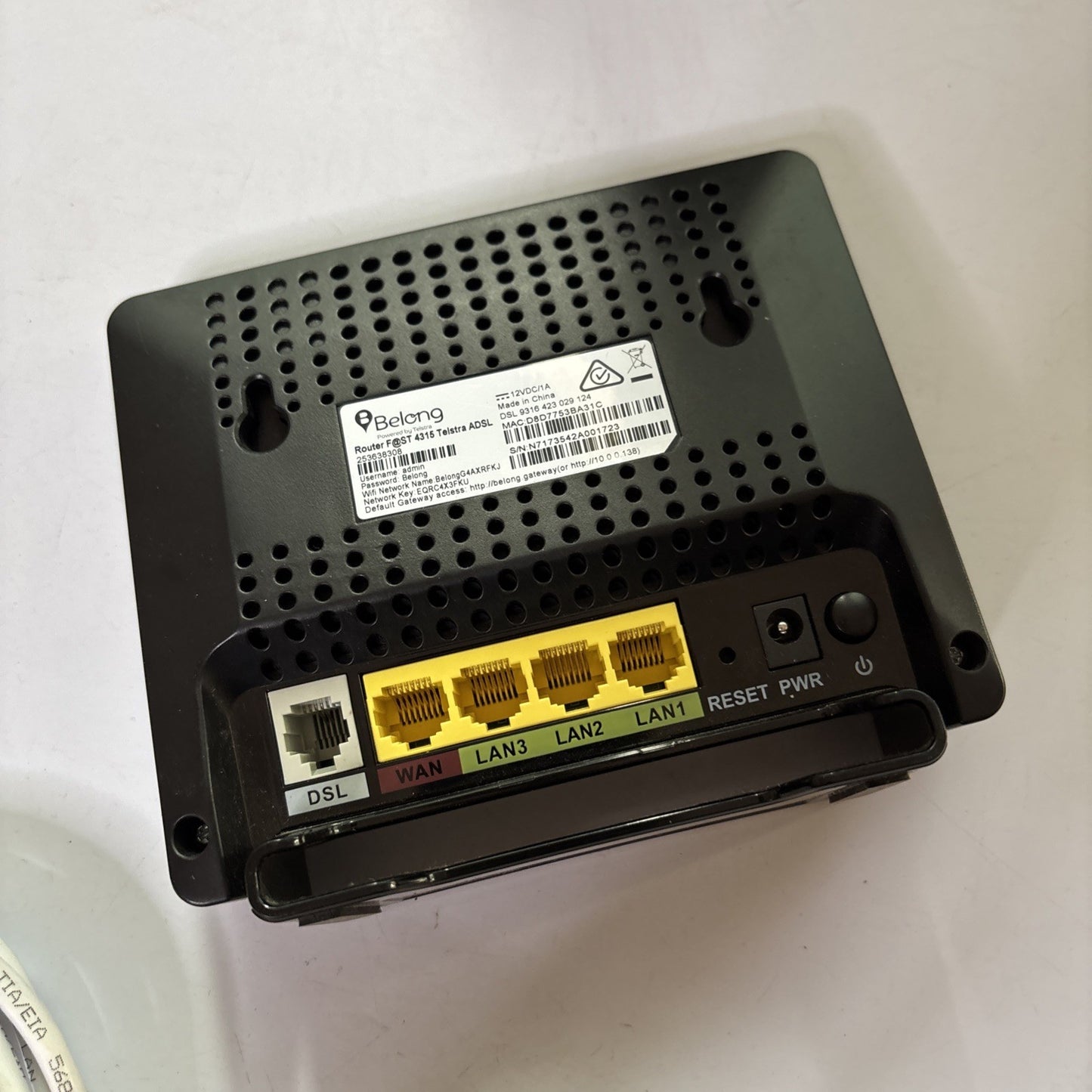 Belong Wireless WiFi Router Fast 4315 Telstra ADSL NBN Compatible