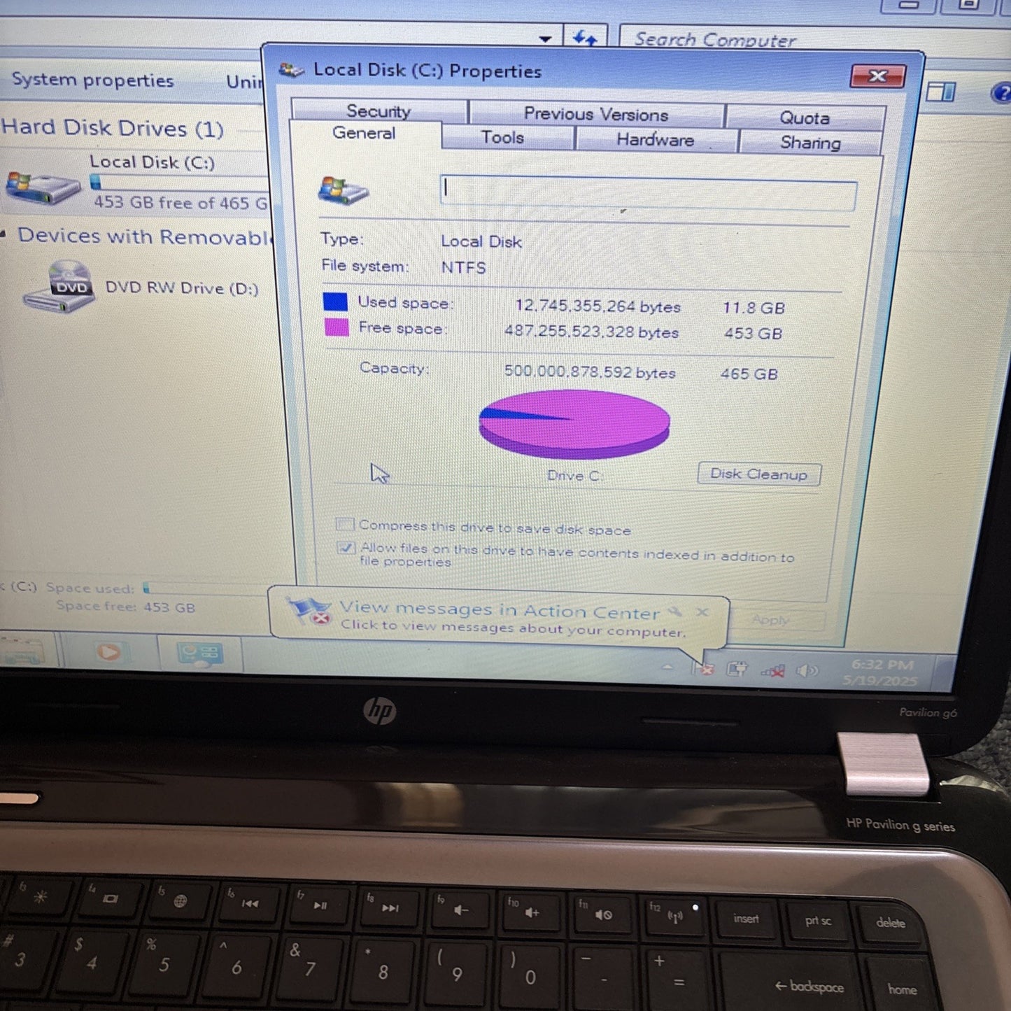 HP Pavilion G6 AMD-A4 4GB RAM 500gb HDD DVD *For Parts - Needs New Battery*