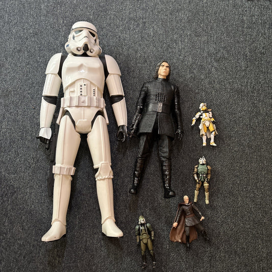 6x Star Wars Genuine Action Figures: Storm Trooper, Kylo Ren, Gree, Dooku, AT-RT