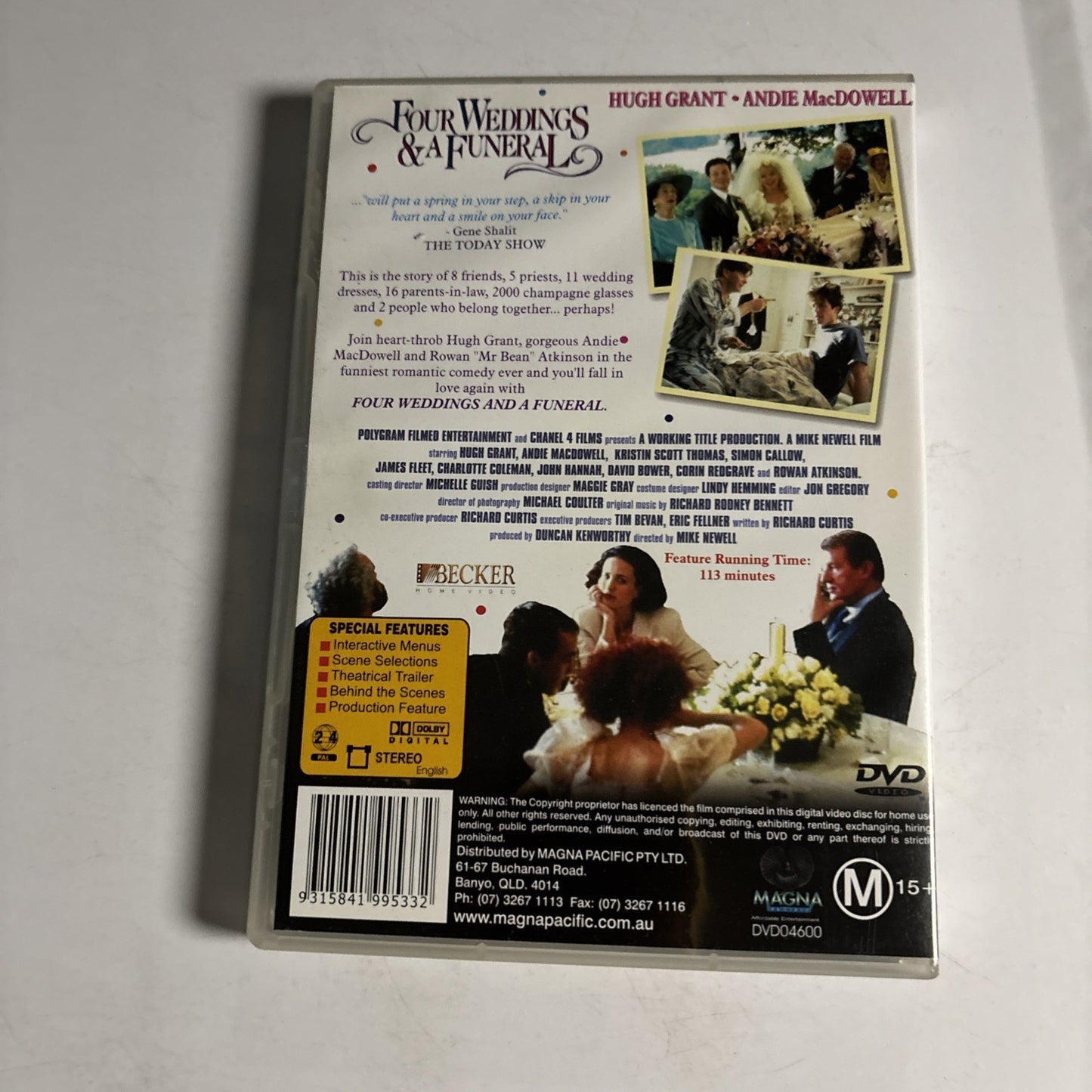 Four Weddings And A Funeral (DVD, 1993) Hugh Grant Region 4 &2