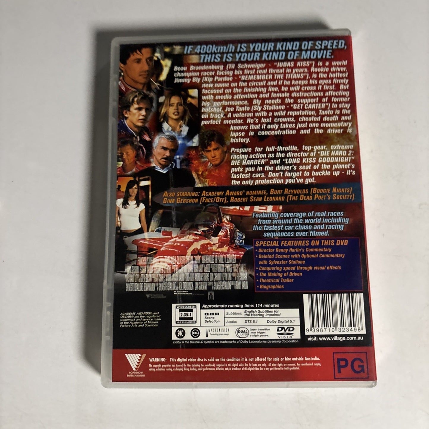 Driven (DVD, 2001) Sylvester Stallone, Burt Reynolds, Kip Pardue Region 4 NEW