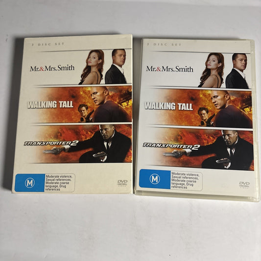 Mr. & Mrs. Smith / Walking Tall / Transporter 2 (DVD, 3-Disc) Region 4