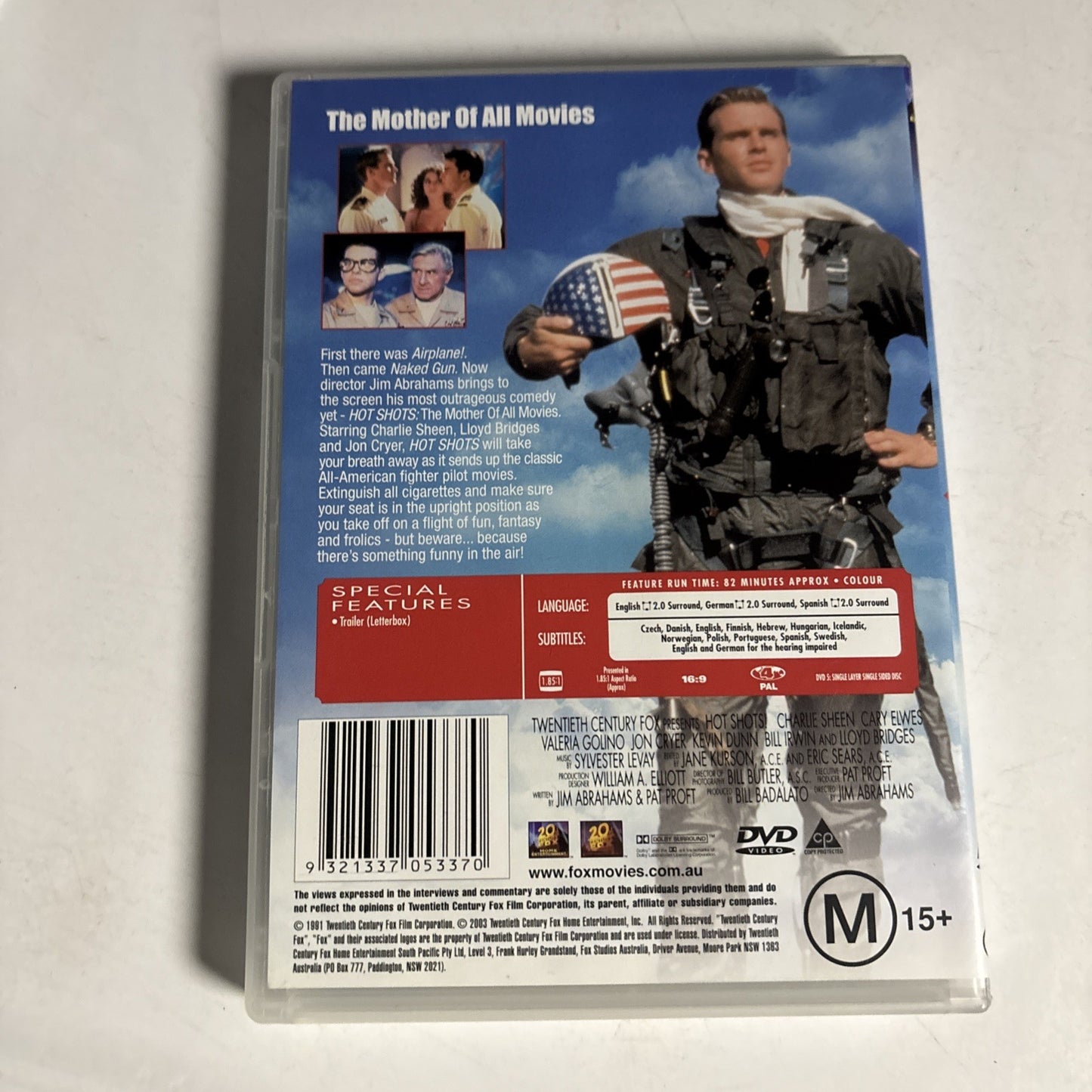 Hot Shots! (DVD, 1991) Charlie Sheen, Cary Elwes, Jon Cryer Region 4 NEW