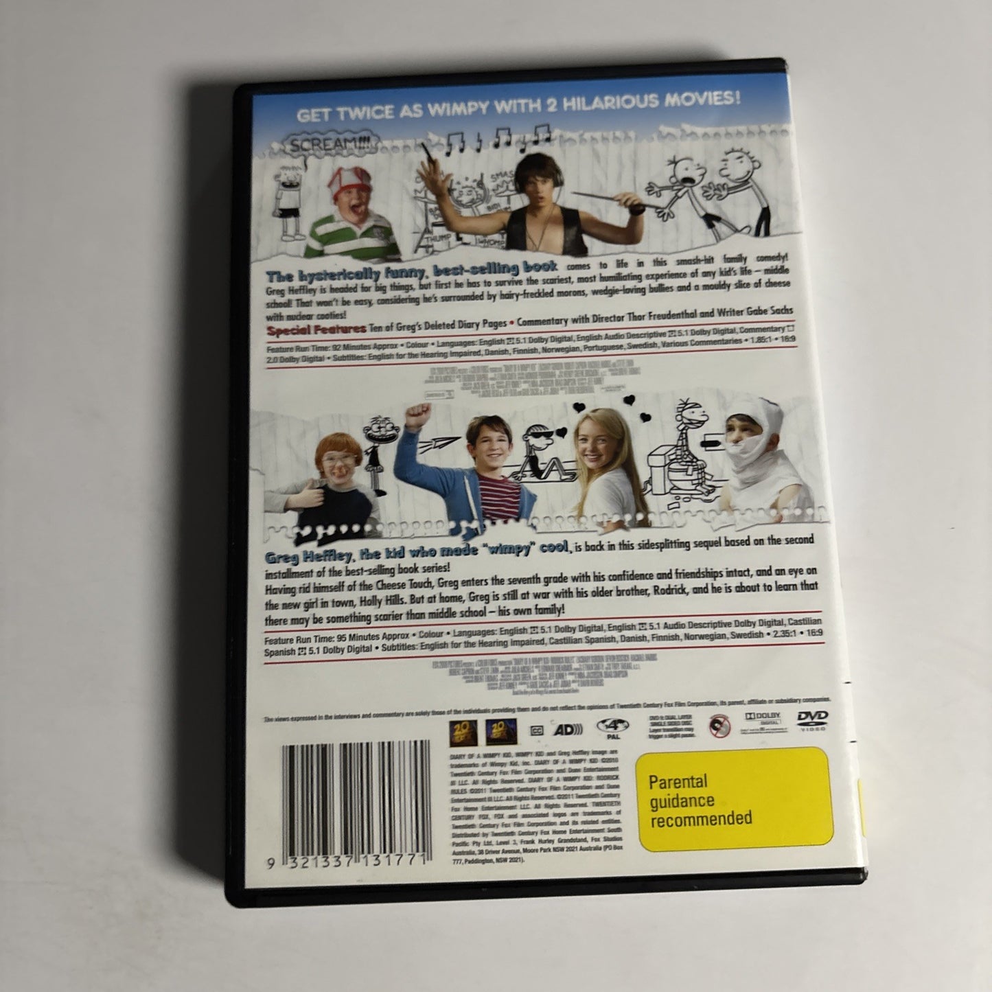 Diary of a Wimpy Kid / Diary of a Wimpy Kid 2 (DVD, 2011) Region 4