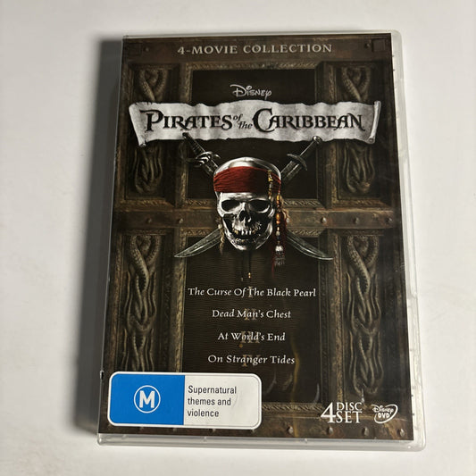 Pirates Of The Caribbean Quadrilogy (DVD, 2011, 4-Disc) Johnny Depp Region 4