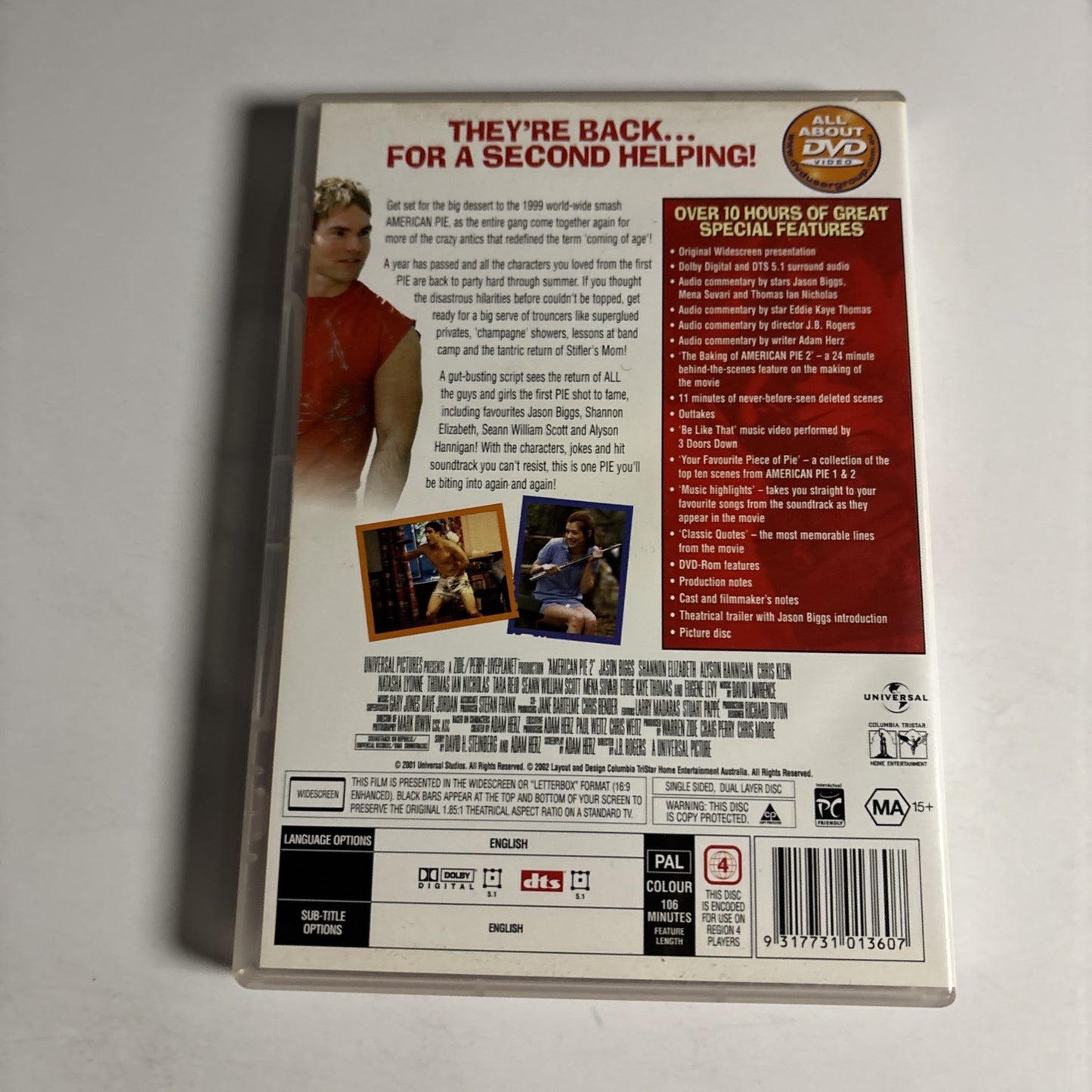 American Pie 2 (DVD, 2001) Seann William Scott, Jason Biggs  Region 4