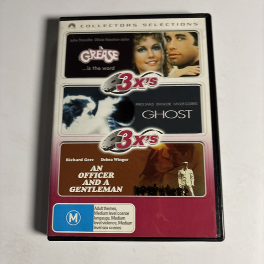 Grease / Ghost / An Officer And A Gentleman (DVD, 3-Disc) Region 4