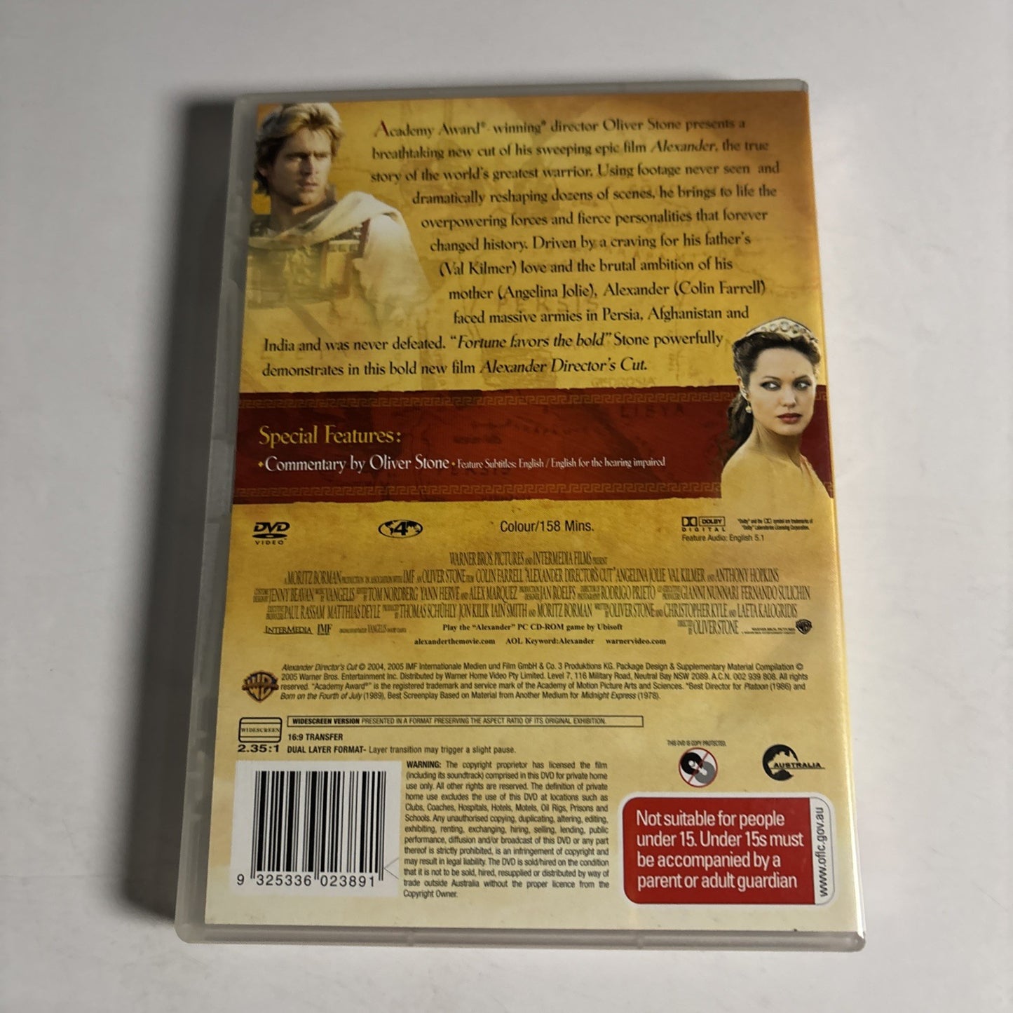 Alexander : Director's Cut (DVD, 2004) Colin Farrell, Angelina Jolie Region 4