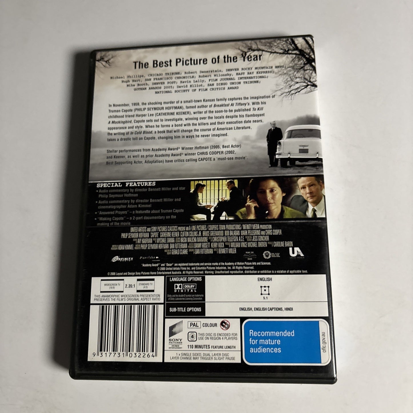 Capote (DVD, 2005) Philip Seymour Hoffman, Chris Cooper Region 4