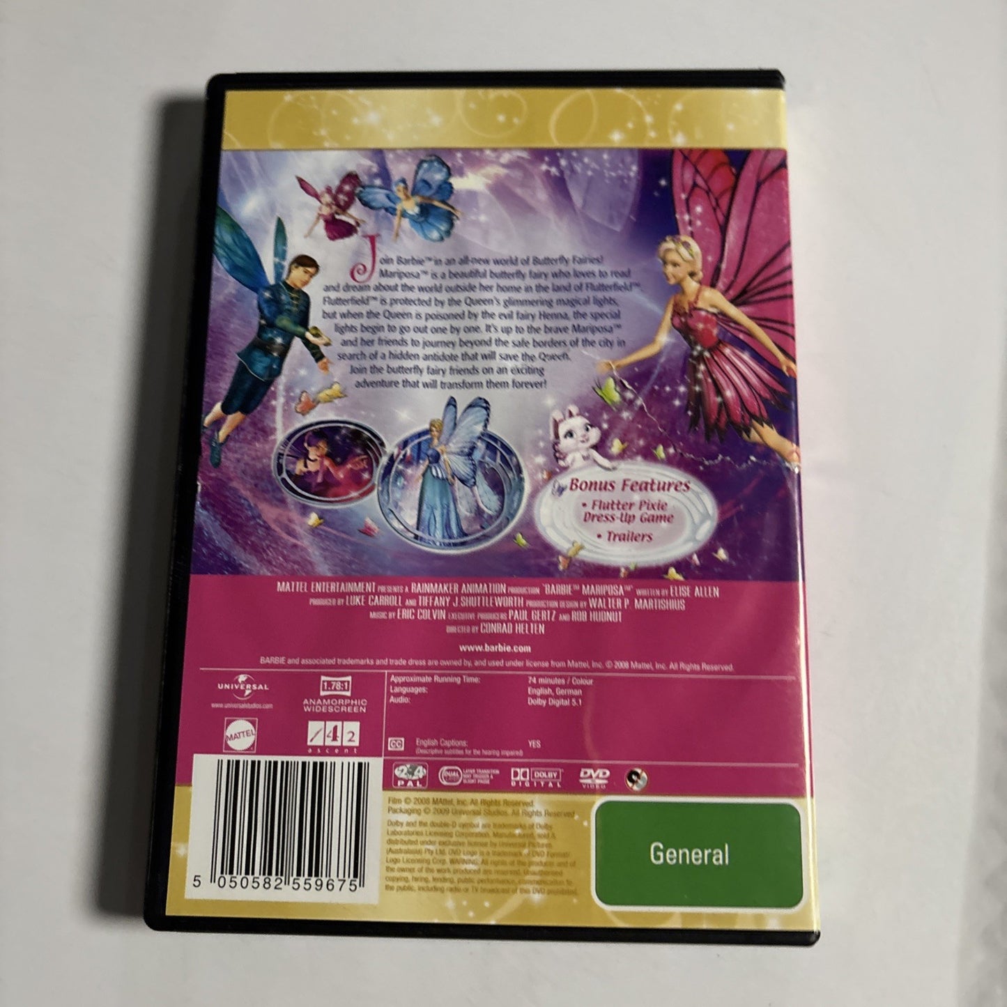 Barbie Mariposa (DVD, 2008) Animation Region 4 &2