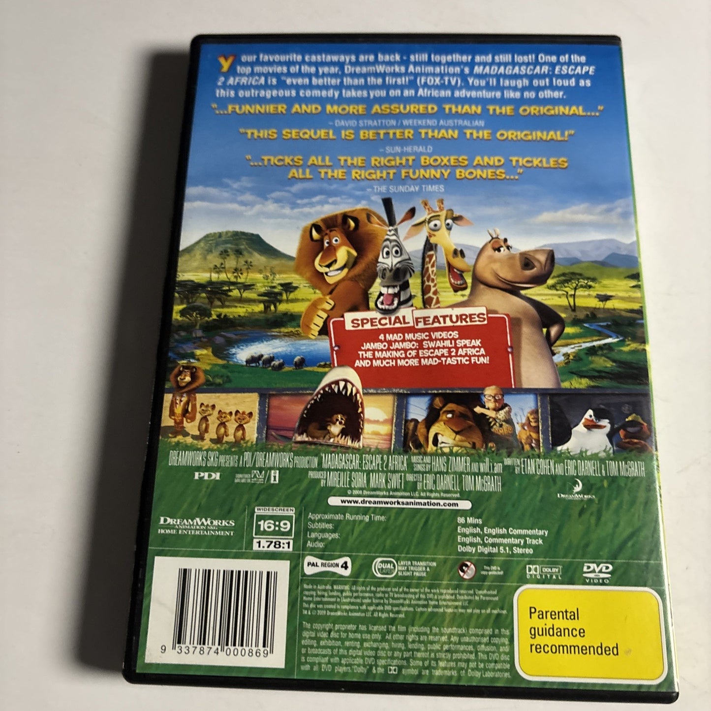 Madagascar Escape 2 Africa (DVD, 2008) Dreamworks Animation Region 4