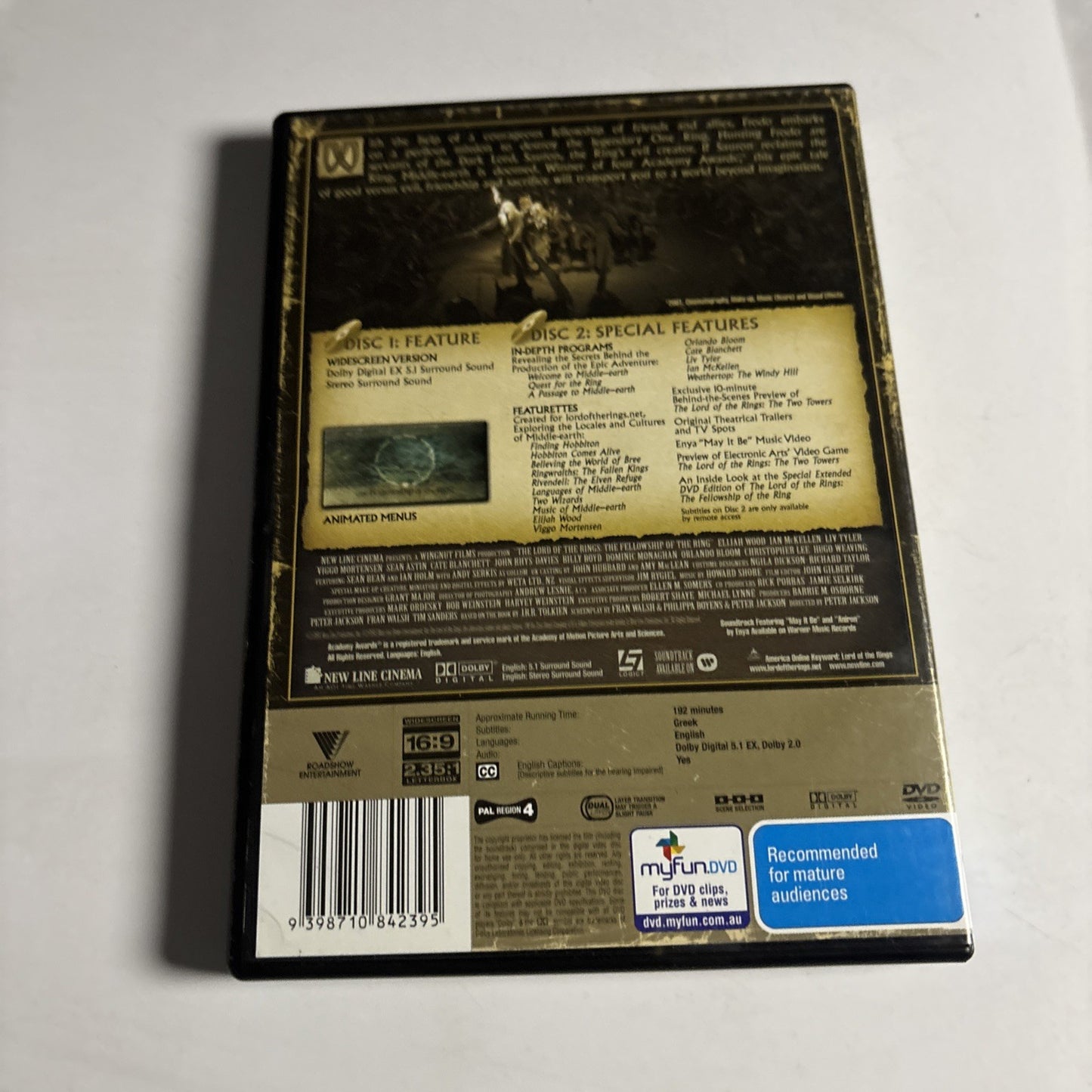 The Lord of the Rings : The Fellowship of the Ring (DVD, 2001) Region 4