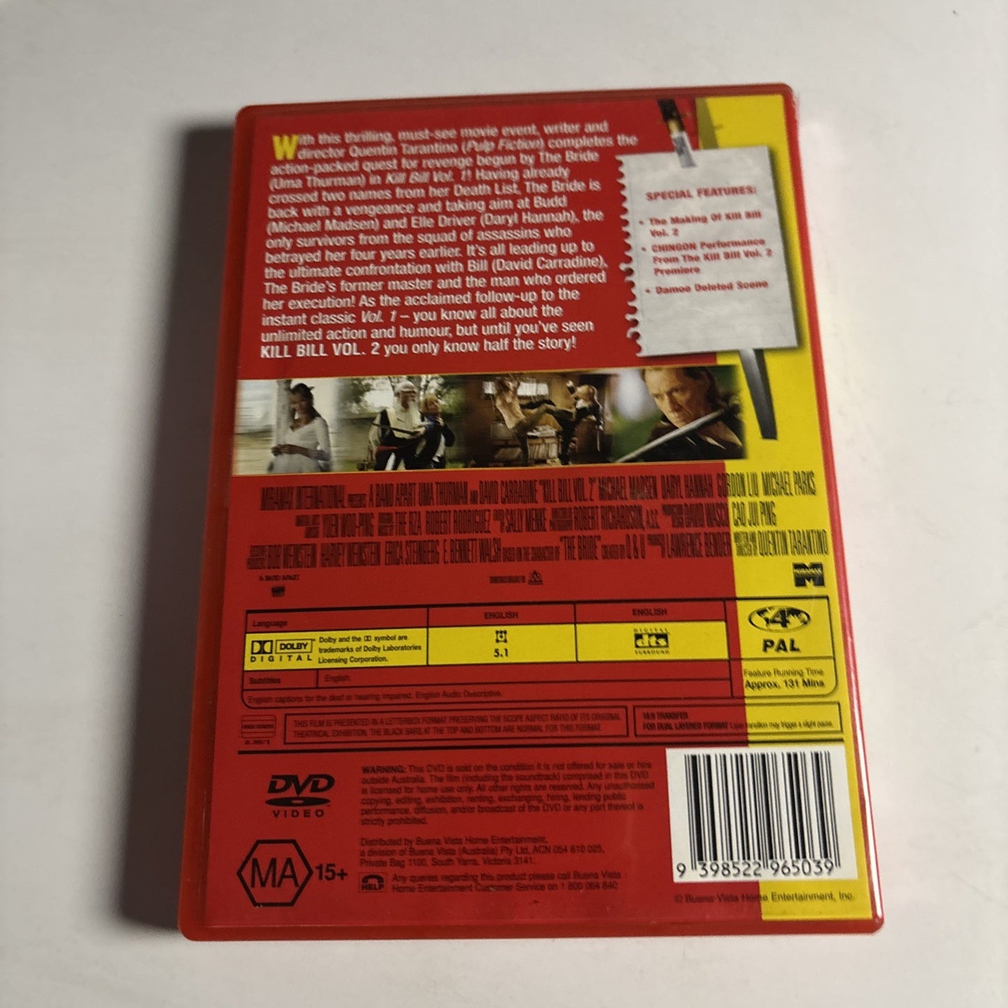 Kill Bill : Volume 2 (DVD, 2004) Quentin Tarantino Region 4