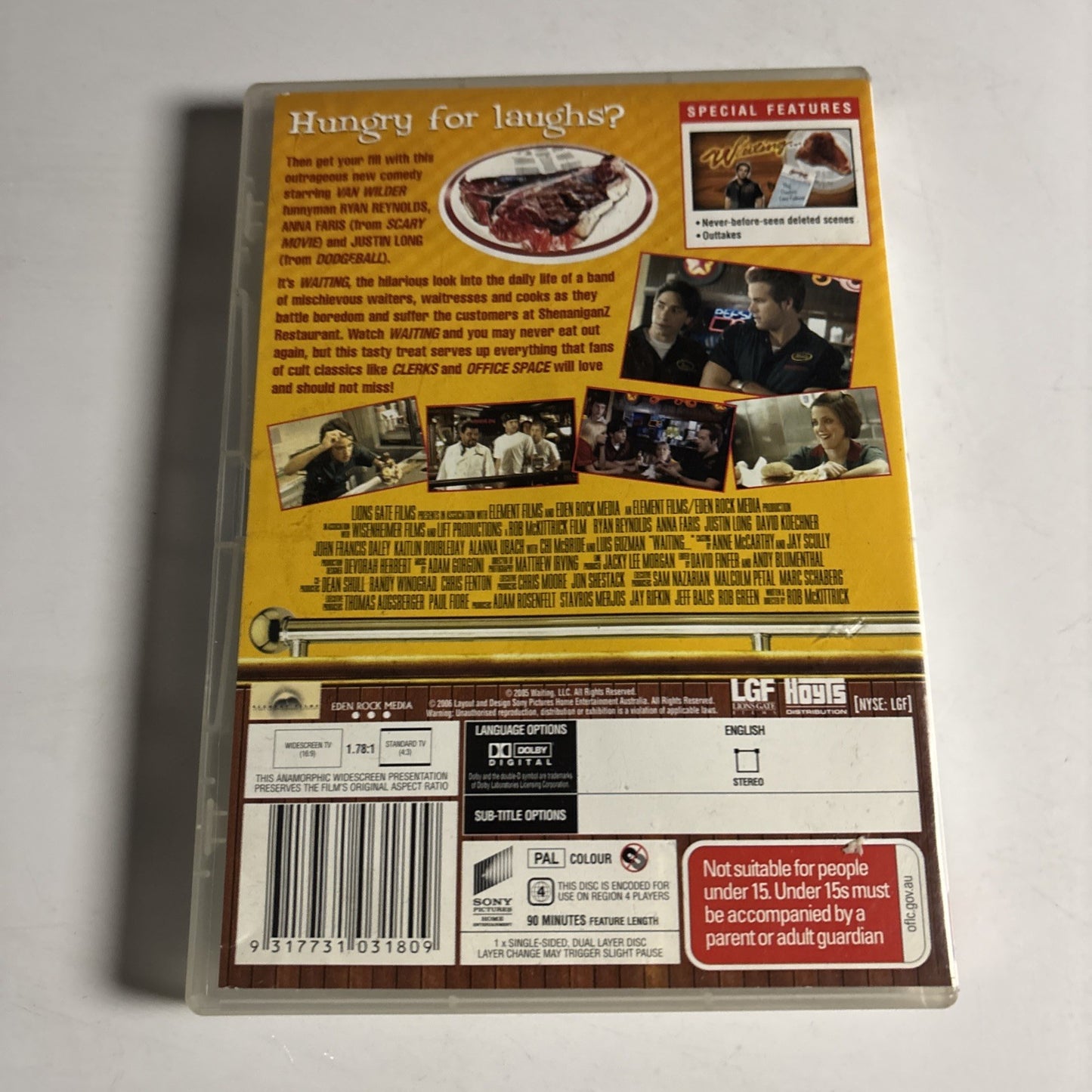 Waiting (DVD, 2005) Ryan Reynolds, Anna Faris Region 4