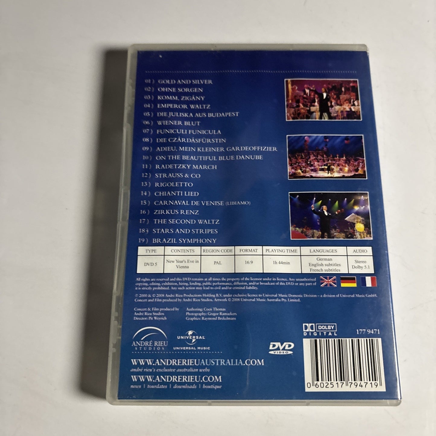 Andre Rieu: New Year's Eve In Vienna (DVD, 2008) All Regions