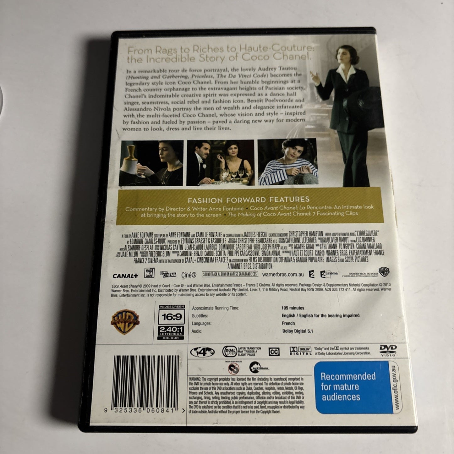 Coco Avant Chanel (DVD, 2009) Audrey Tautou Region 4