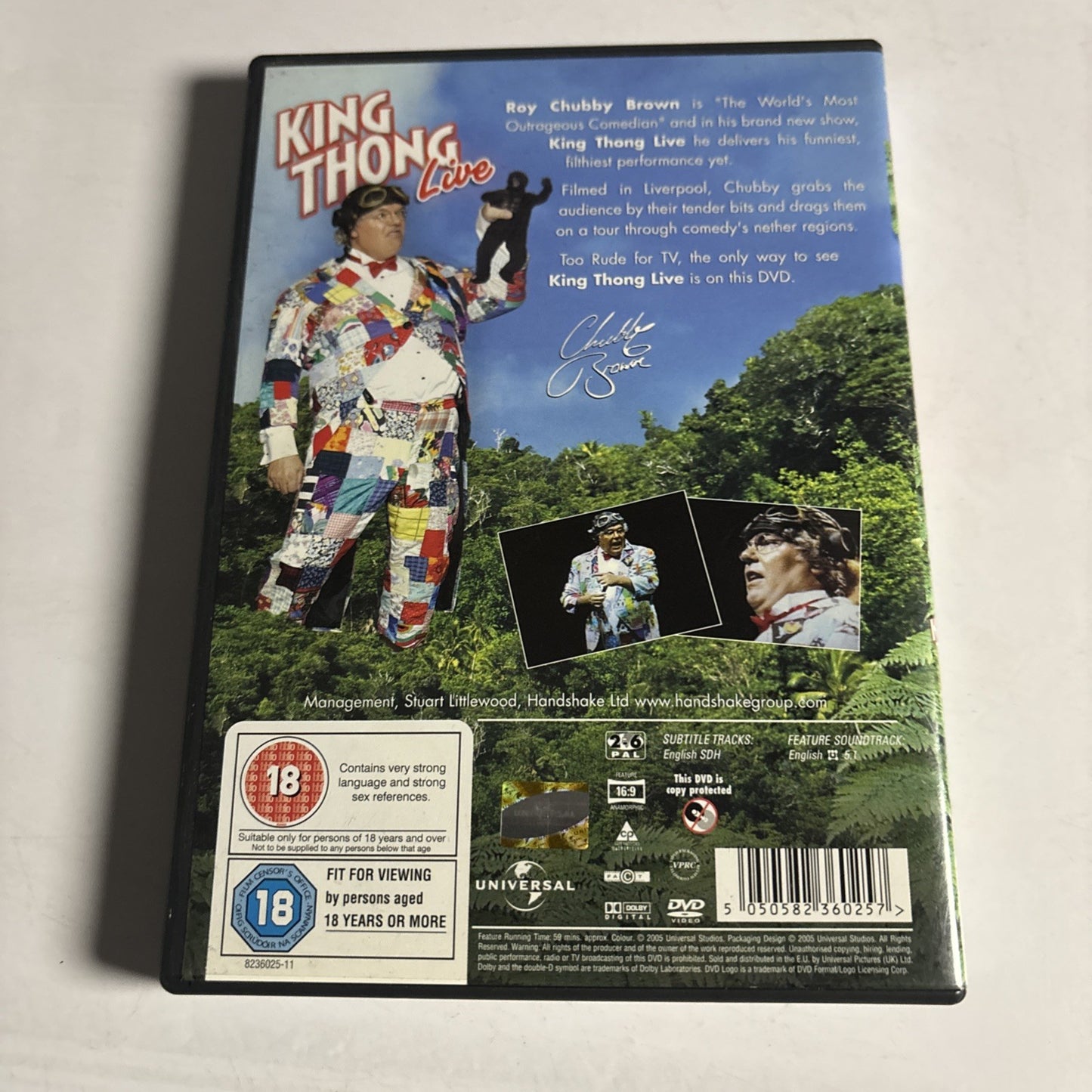 Roy Chubby Brown Live King Thong (DVD, 2005) Region 4 &2