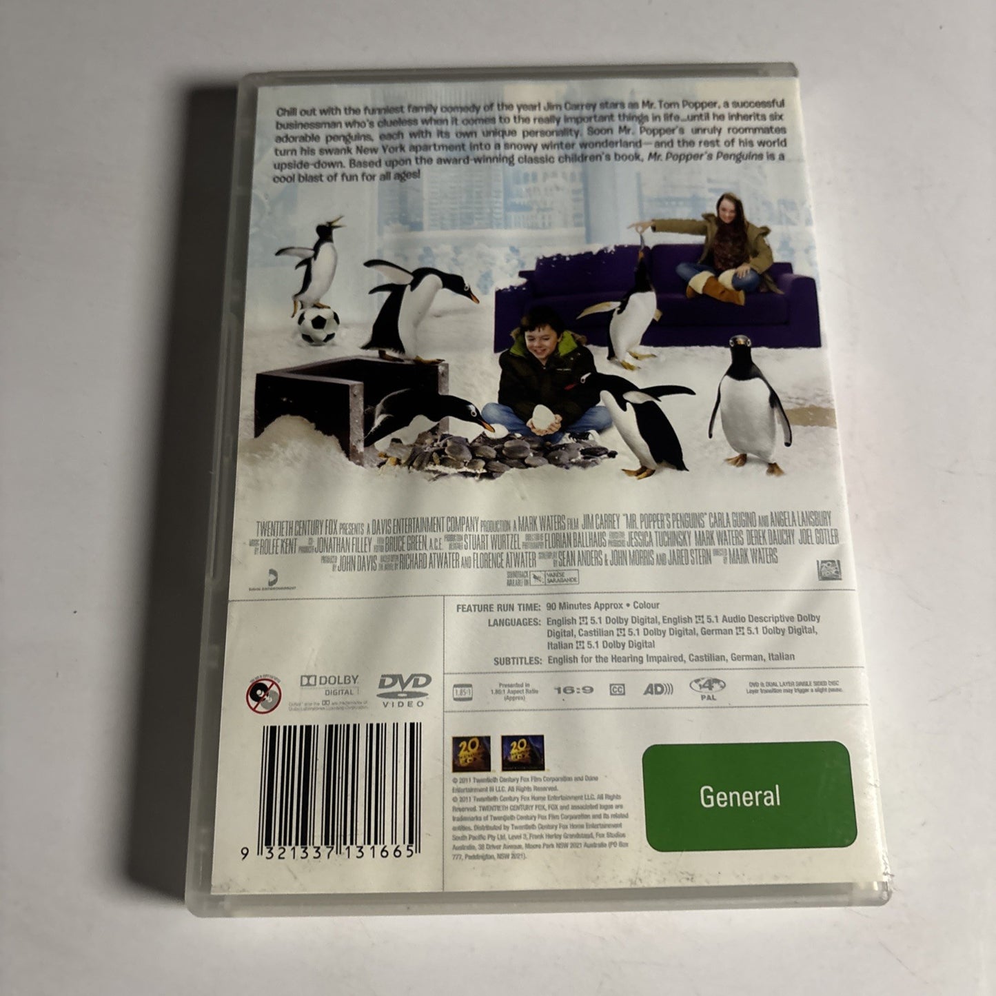 Mr. Popper's Penguins (DVD, 2011) Jim Carrey Region 4