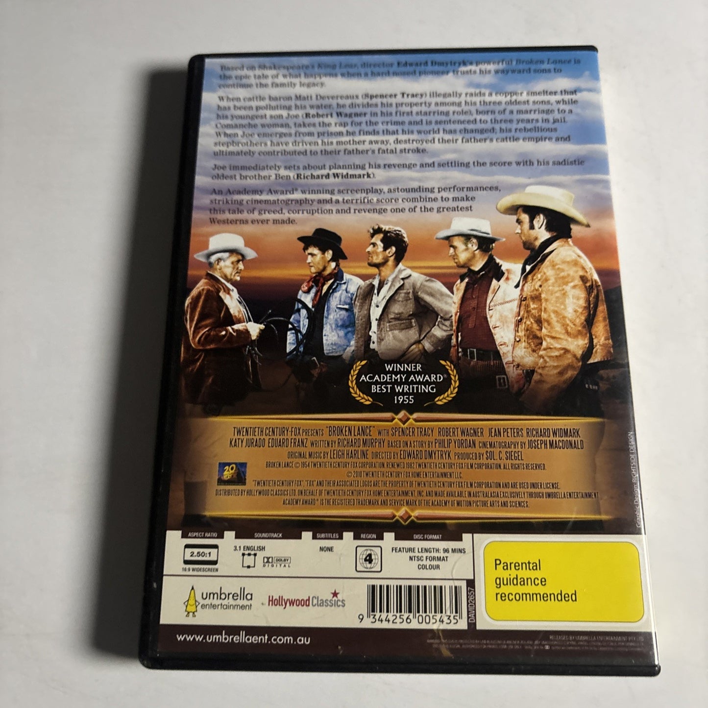 Broken Lance (DVD, 1954) Spencer Tracy, Robert Wagner Region 4