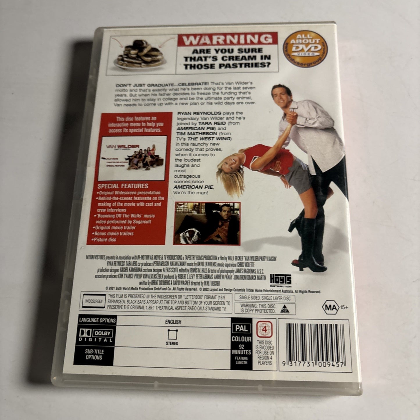 Van Wilder Party Liason (DVD, 2001) Ryan Reynolds,  Tara Reid Region 4