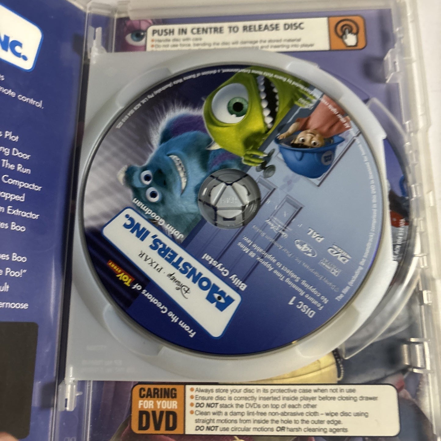 Monsters Inc (DVD, 2001) Billy Crystal, John Goodman Disney Animation Region 4
